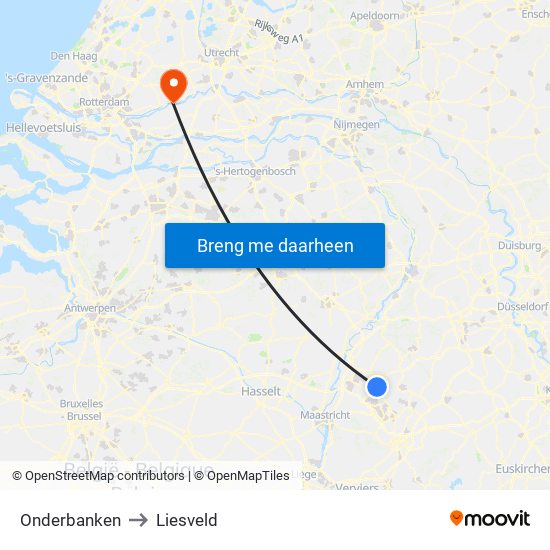 Onderbanken to Liesveld map