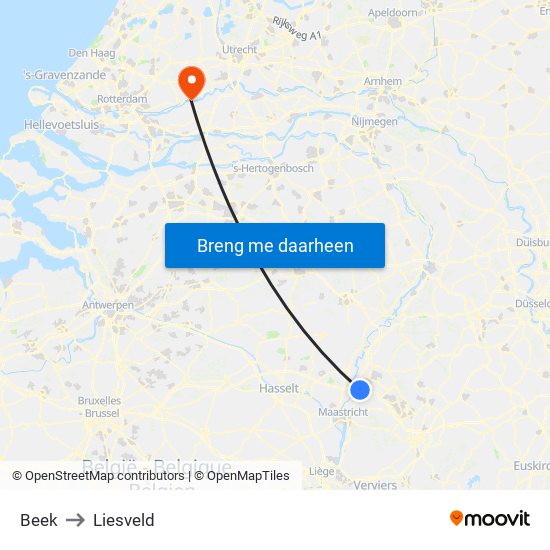 Beek to Liesveld map