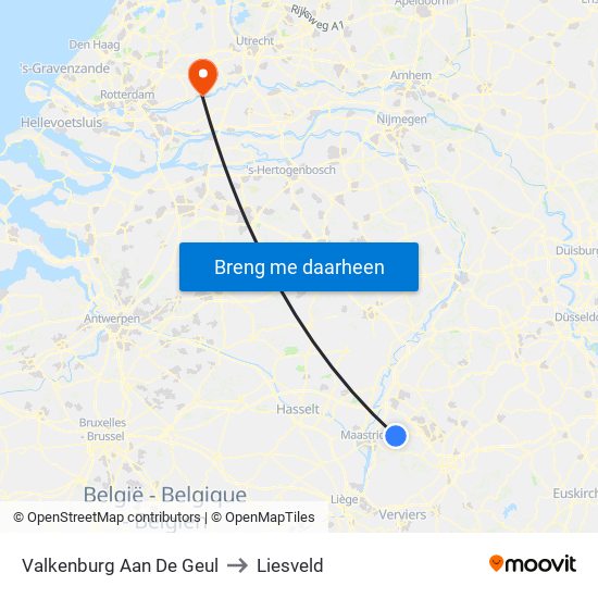 Valkenburg Aan De Geul to Liesveld map