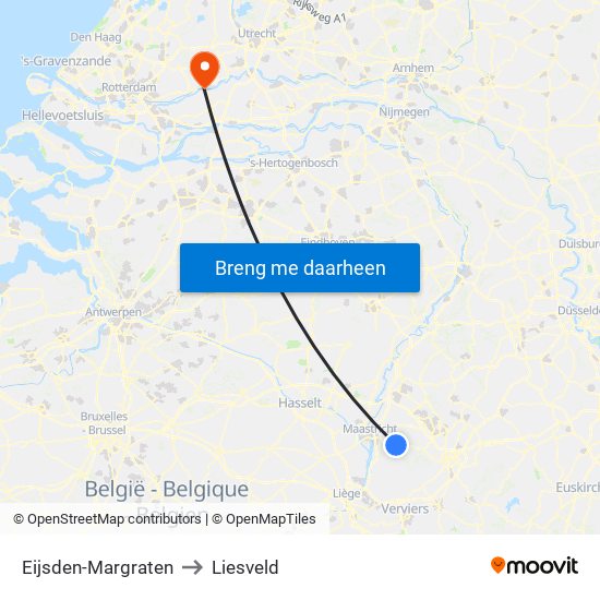 Eijsden-Margraten to Liesveld map