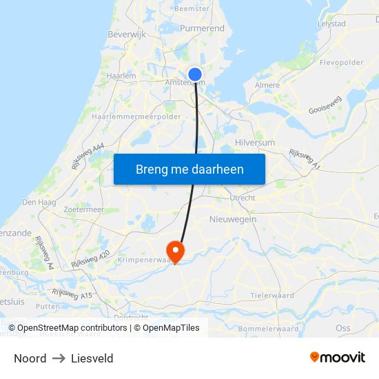 Noord to Liesveld map