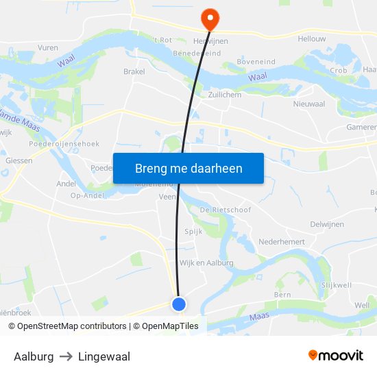 Aalburg to Lingewaal map