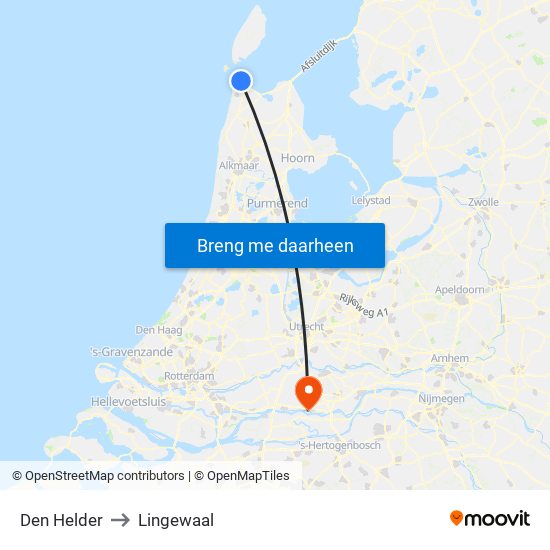 Den Helder to Lingewaal map