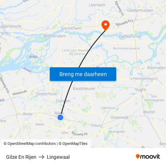 Gilze En Rijen to Lingewaal map