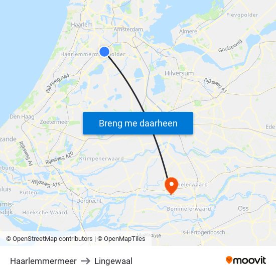 Haarlemmermeer to Lingewaal map