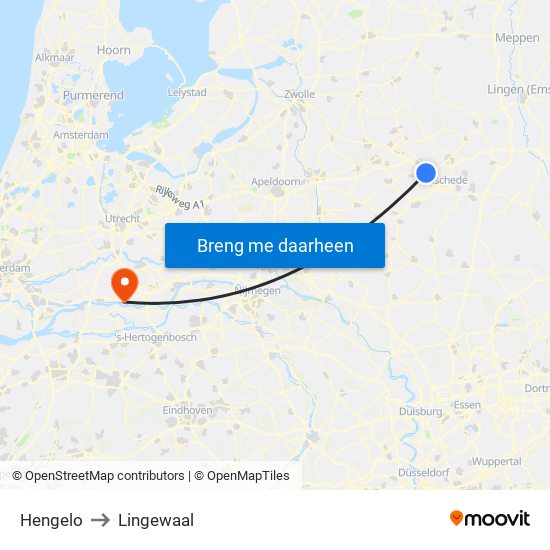Hengelo to Lingewaal map