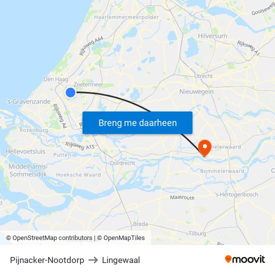 Pijnacker-Nootdorp to Lingewaal map