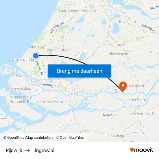 Rijswijk to Lingewaal map