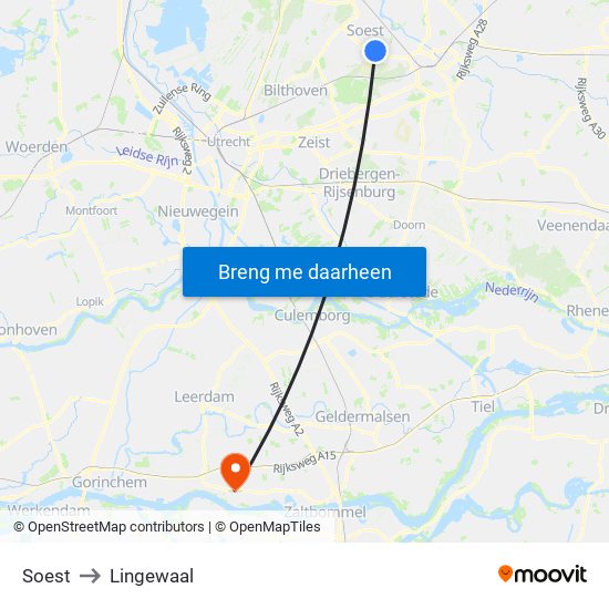 Soest to Lingewaal map