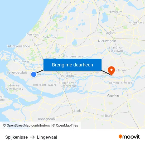 Spijkenisse to Lingewaal map