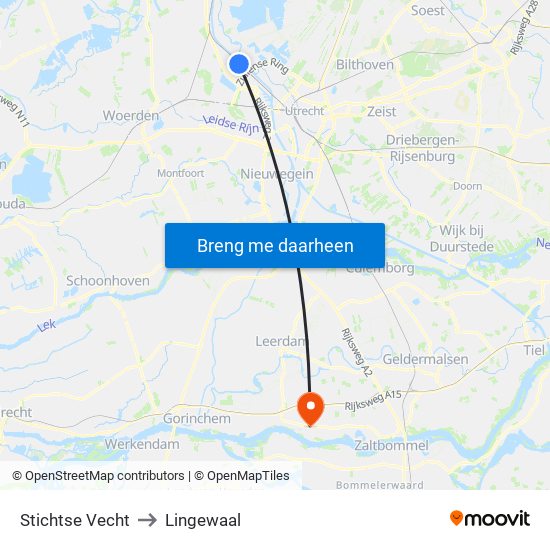 Stichtse Vecht to Lingewaal map