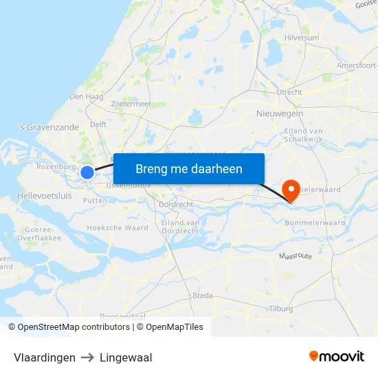 Vlaardingen to Lingewaal map