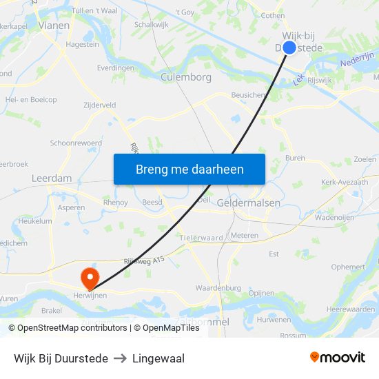 Wijk Bij Duurstede to Lingewaal map