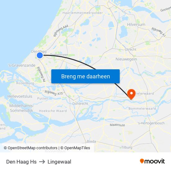 Den Haag Hs to Lingewaal map