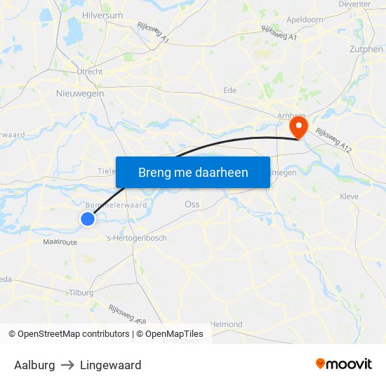 Aalburg to Lingewaard map