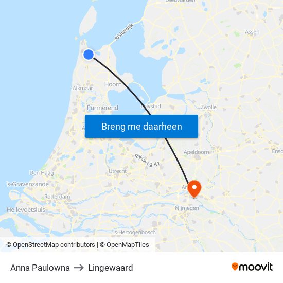 Anna Paulowna to Lingewaard map