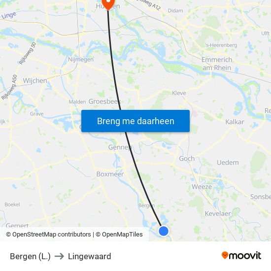 Bergen (L.) to Lingewaard map