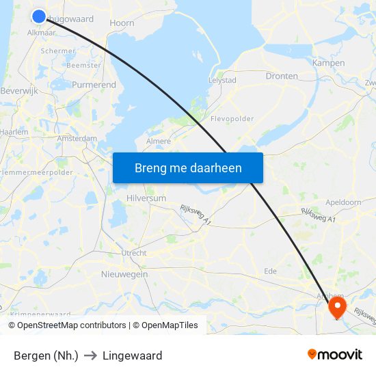 Bergen (Nh.) to Lingewaard map