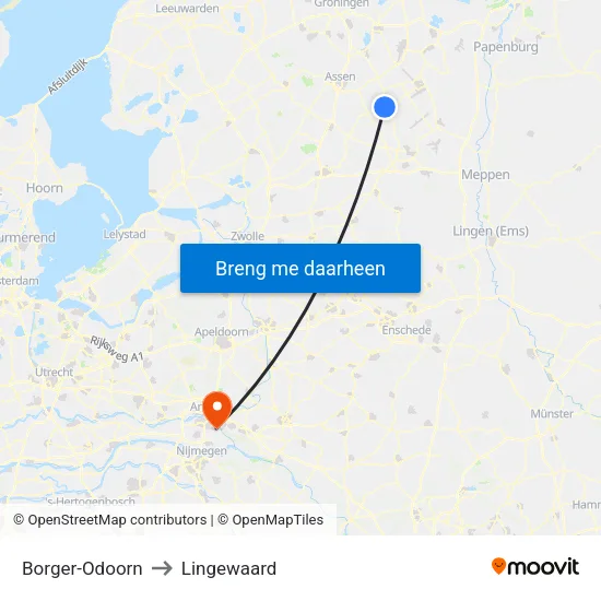 Borger-Odoorn to Lingewaard map