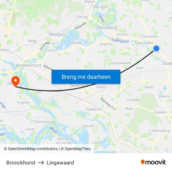 Bronckhorst to Lingewaard map