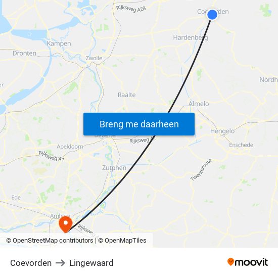 Coevorden to Lingewaard map
