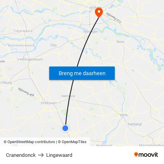 Cranendonck to Lingewaard map