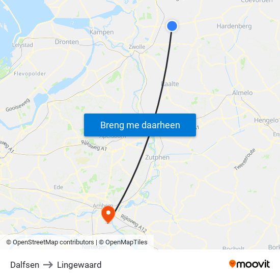 Dalfsen to Lingewaard map