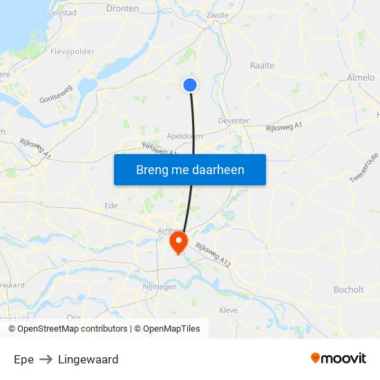 Epe to Lingewaard map