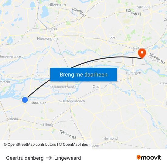 Geertruidenberg to Lingewaard map