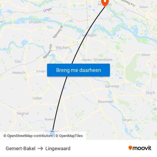 Gemert-Bakel to Lingewaard map