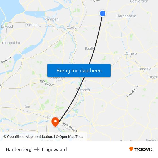 Hardenberg to Lingewaard map