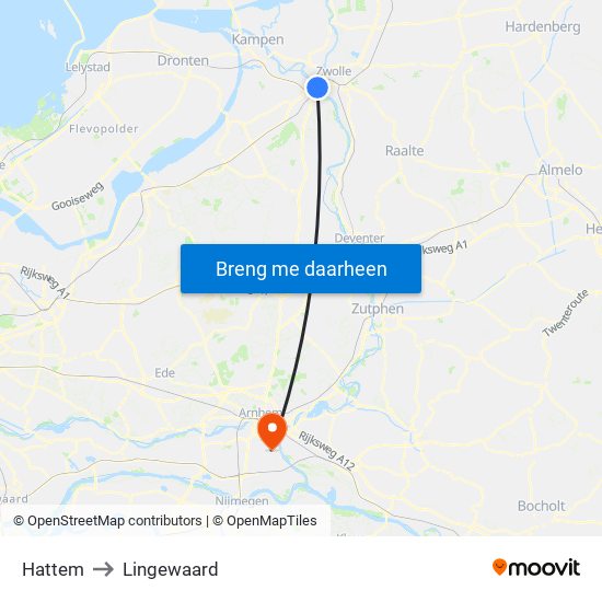 Hattem to Lingewaard map