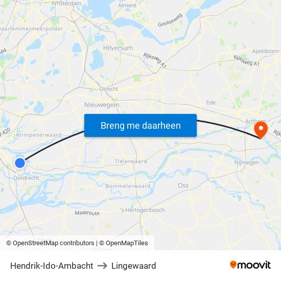 Hendrik-Ido-Ambacht to Lingewaard map