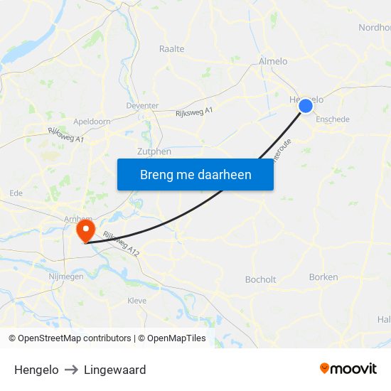 Hengelo to Lingewaard map