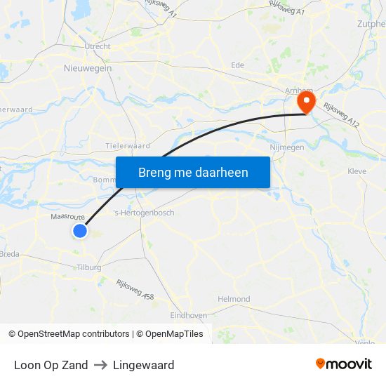 Loon Op Zand to Lingewaard map