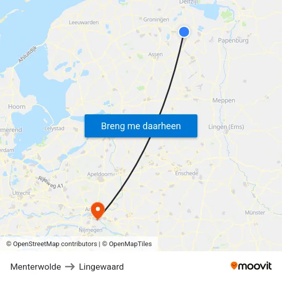 Menterwolde to Lingewaard map