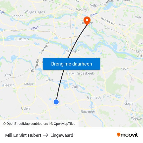 Mill En Sint Hubert to Lingewaard map