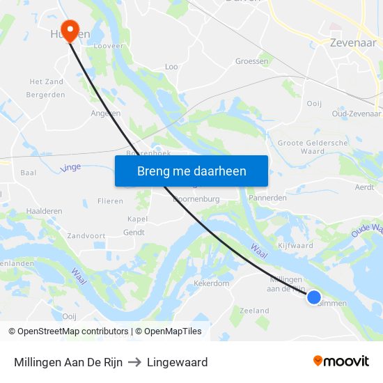 Millingen Aan De Rijn to Lingewaard map