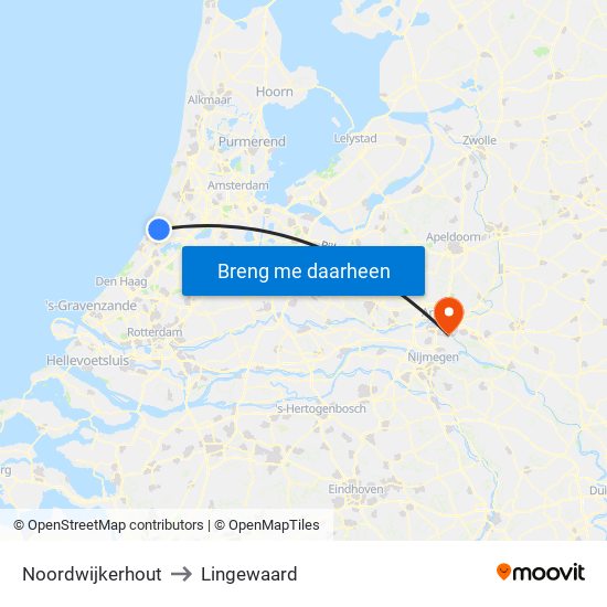 Noordwijkerhout to Lingewaard map