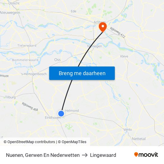 Nuenen, Gerwen En Nederwetten to Lingewaard map