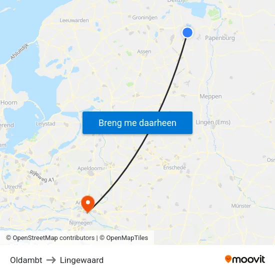 Oldambt to Lingewaard map
