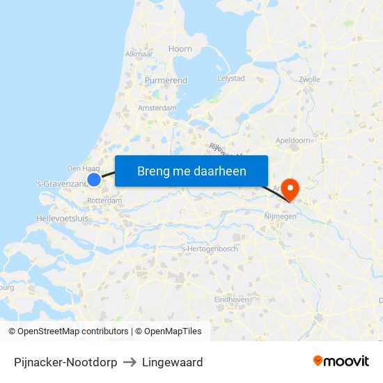 Pijnacker-Nootdorp to Lingewaard map