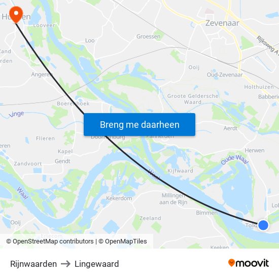Rijnwaarden to Lingewaard map