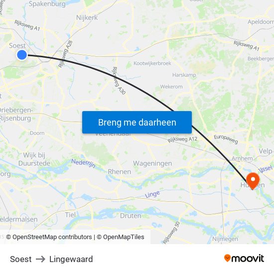 Soest to Lingewaard map