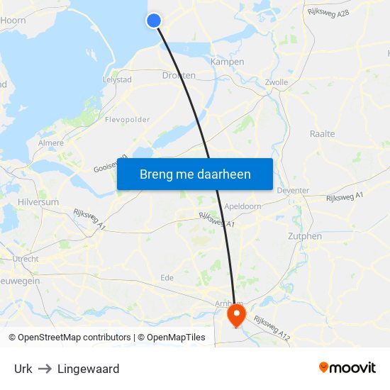 Urk to Lingewaard map
