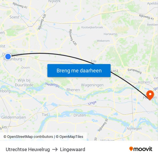 Utrechtse Heuvelrug to Lingewaard map