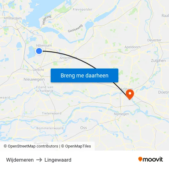 Wijdemeren to Lingewaard map