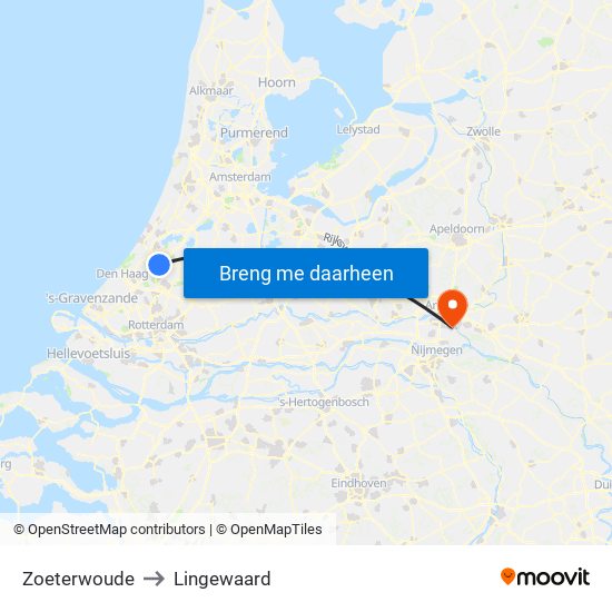 Zoeterwoude to Lingewaard map