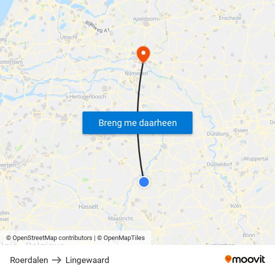 Roerdalen to Lingewaard map