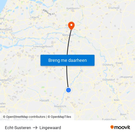 Echt-Susteren to Lingewaard map